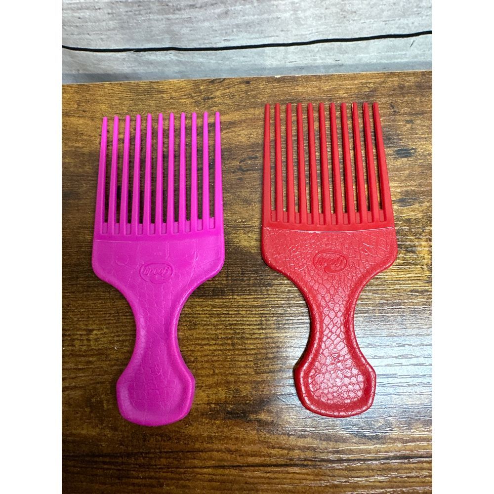 Goody Hair Picks Plastic Crocodile Textured 6.5"‎ Comb USA Lot of 2 Pink Red
